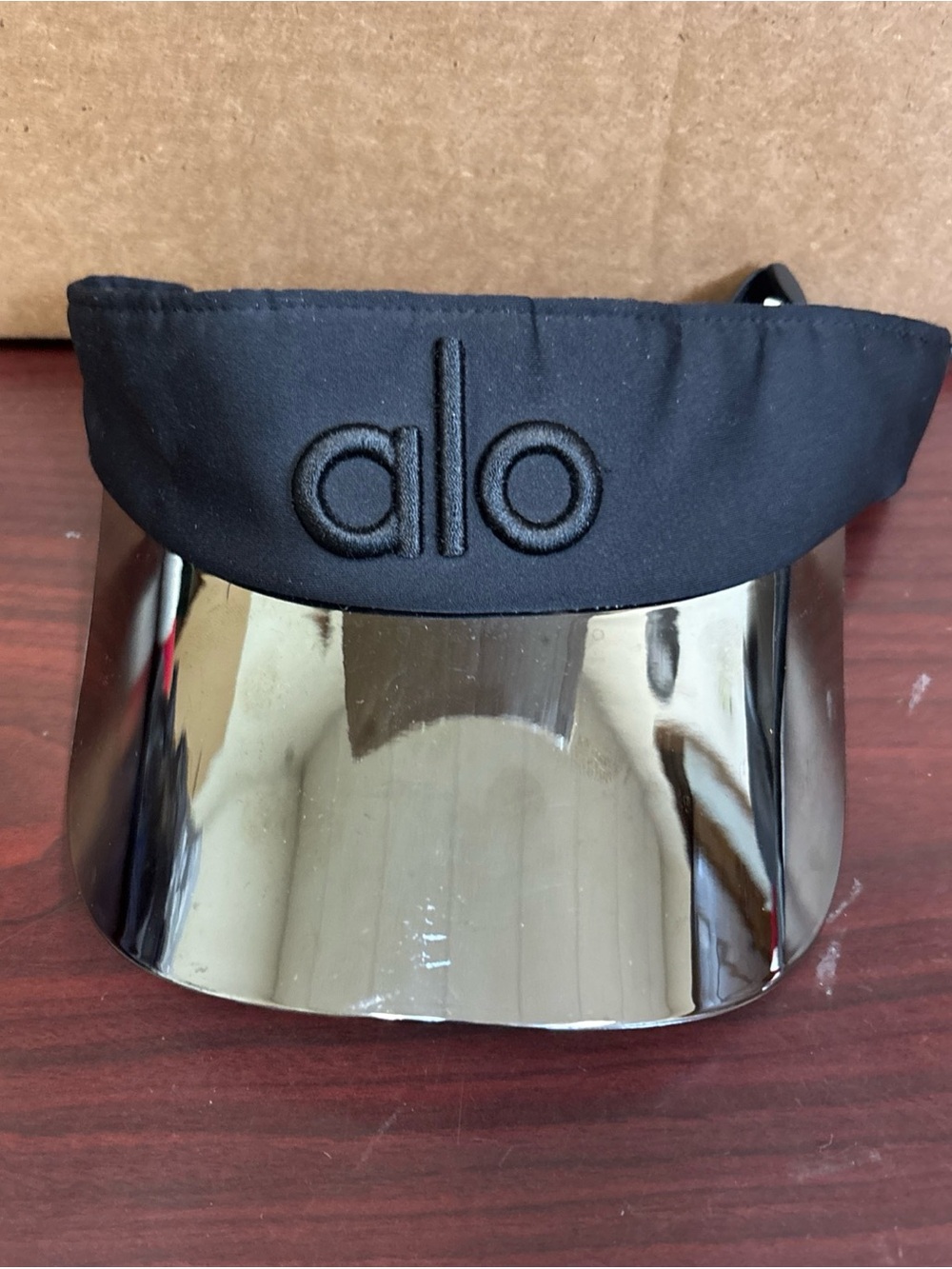 Alo Hat Visor Strap Back Adjustable Womens Black Wide Brim Sun Shield Sport